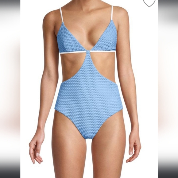 Onia Blue Crochet Cutout One-Piece Swimsuit NWT - Picture 1 of 8